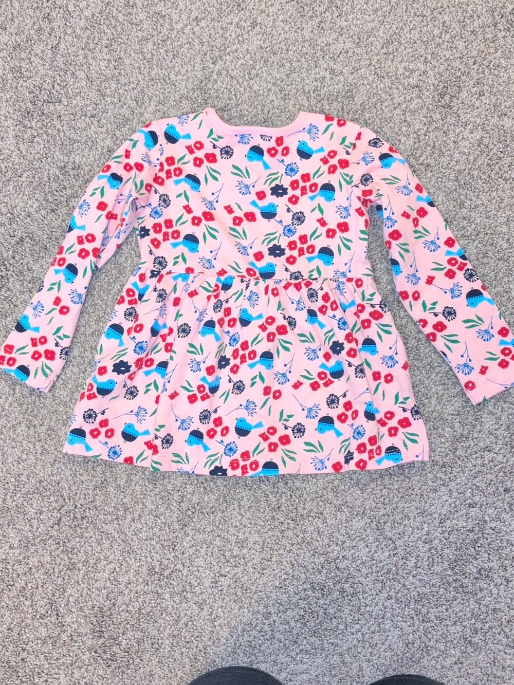 HA Pink Floral & Bird Long Sleeve Toddler Dress/Tunic - Picture 5 of 5